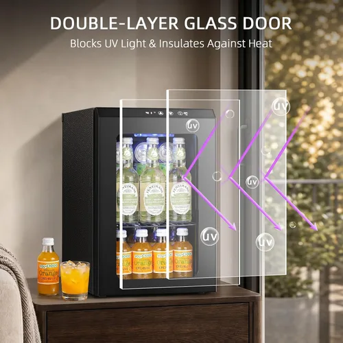Miniatura 3 de Antarctic Star 18L Mini Fridge Cooler 24Can, Beverage Refrigerator with Quiet Compressor, LED Light,Freestanding Small Fridge with Electronic