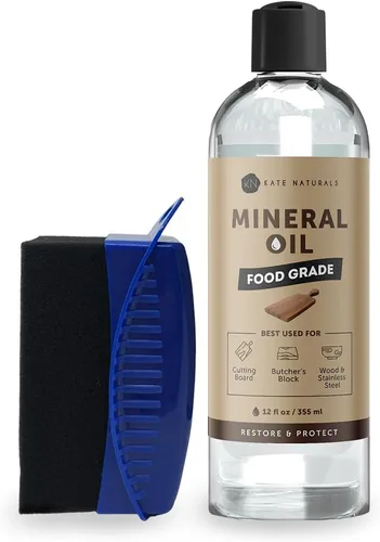 Miniatura 8 de Kate Naturals Aceite mineral para tabla de cortar madera, bloque de carnicero y cuchillo. Aceite mineral de grado alimenticio para tabla de cortar