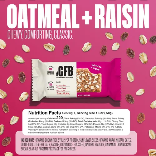 Miniatura 3 de The GFB Barras de Proteína de Avena y Pasas - Sin Gluten, a Base de Plantas, Sin OGM, Fabricadas de Forma Sostenible – Ridículamente Sabrosas