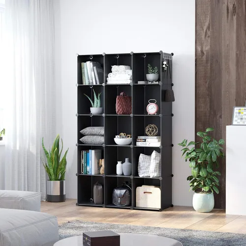 Miniatura 5 de C&AHOME Organizador de almacenamiento de cubos, estantes de 16 cubos, cubos de almacenamiento de plástico, organizador de armario de bricolaje