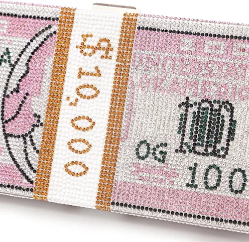 Miniatura 7 de Bolso de mano de dólar para mujer de Covelin bolso de mano de noche con diamantes de imitación