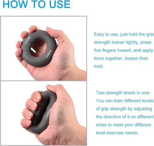 Miniatura 4 de uxcell Fortalecedores de agarre de mano, 3.07 pulgadas, 50-60 libras, anillos de silicona para dedos y antebrazos, entrenamiento de agarre para Gris
