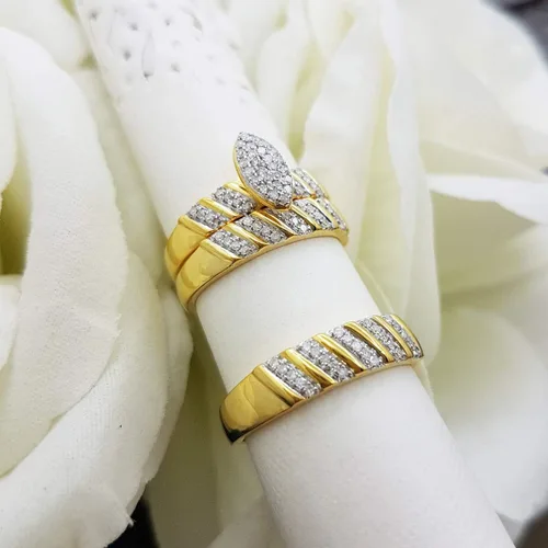 Miniatura 7 de Dazzlingrock Collection Anillo de compromiso de 0.35 quilates (ctw) con diamantes blancos redondos para hombre y mujer, conjunto de trío de 13 CT