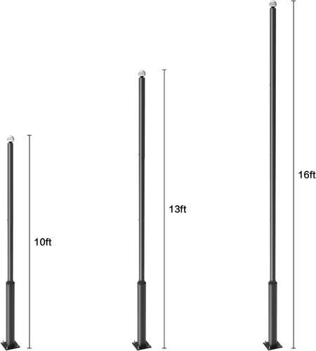 Miniatura 5 de HYKOONT Poste de luz de calle de 10 pies de alto, poste de aluminio de hierro negro, accesorio de poste de luz solar para exterior de la casa