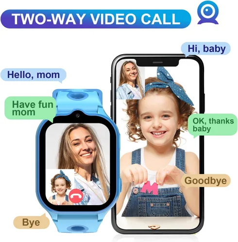 Miniatura 3 de Reloj inteligente 4G para niños, rastreador GPS, relojes inteligentes con videollamadas, juegos de rompecabezas de llamadas bidireccionales, chat