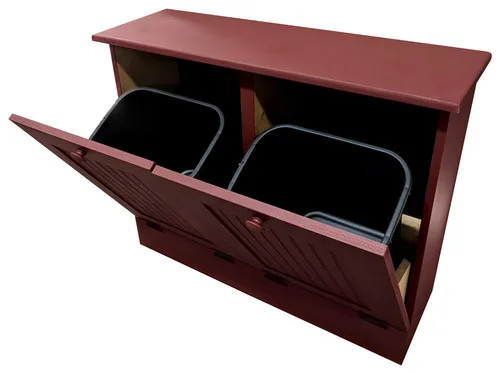 Miniatura 3 de Cubo doble de basura/Recipiente para papelera de reciclaje. Borgoña sólido
