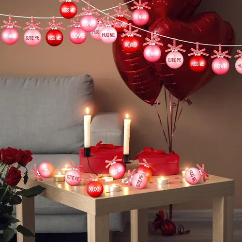 Miniatura 3 de DoubleFill 12 adornos de bolas para el día de San Valentín para árbol, de 1.96 pulgadas, decoraciones colgantes de San Valentín, bolas de plástico