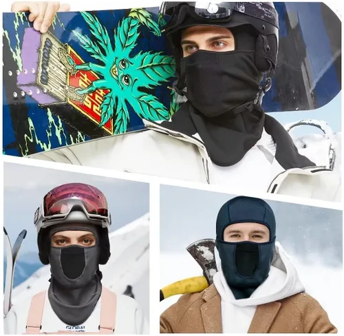 Miniatura 6 de SAITAG Pasamontañas Máscara de esquí cálida para clima frío invierno esquí snowboard motociclismo pesca en hielo para hombres