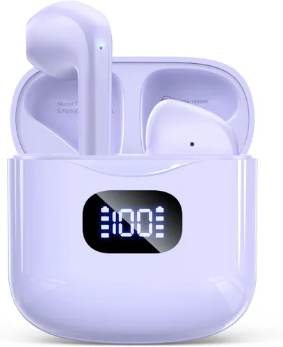 Miniatura 7 de KTGEE Auriculares inalámbricos Bluetooth 5.3, reproducción de 40 horas, auriculares estéreo con pantalla LED, estuche de carga IPX7, auriculares