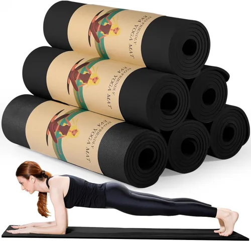 Timgle 6 alfombrillas de yoga de 0.394 in de grosor a granel, 68 x 24 pulgadas, tapete de ejercicio antideslizante resistente al desgarro para