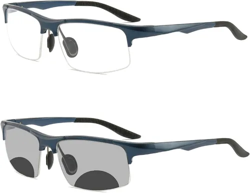 Miniatura 11 de COTIA Gafas de lectura bifocales para hombre, gafas deportivas, lentes fotocrómicas, lentes de transición de medio marco, lentes de presbicia