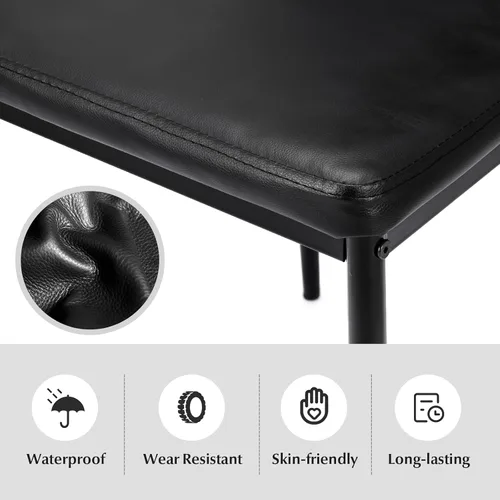Miniatura 8 de NAFORT Juego de mesa de comedor para 4, mesa rectangular de vidrio templado de 48.5 pulgadas con 4 sillas de comedor de piel sintética negra, mesas
