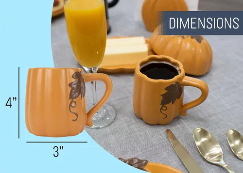 Miniatura 2 de Nat & Jules - Tazas de café de cerámica con forma de calabaza de 12 onzas: perfectas para Halloween, Acción de Gracias y colecciones de cocina