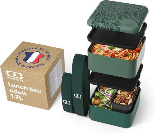 Miniatura 6 de monbento - Caja Bento grande MB Square Blossom con compartimentos - Lonchera a prueba de fugas para el trabajo y la preparación de comidas - Sin BPA