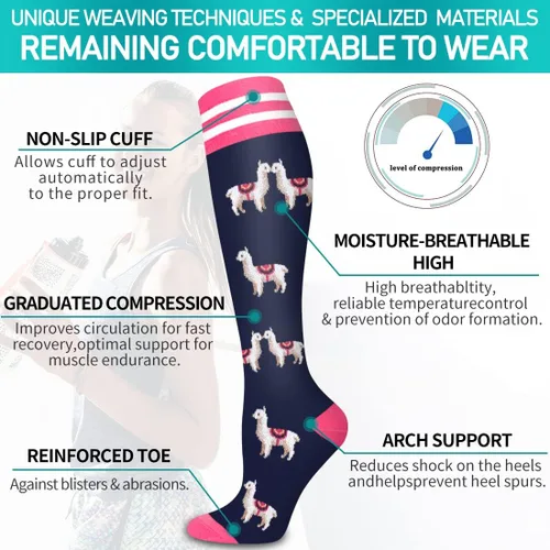 Miniatura 5 de Calcetines médicos de compresión de cobre para mujeres y hombres (6 pares), el mejor apoyo para correr, atletismo, enfermería, viajes
