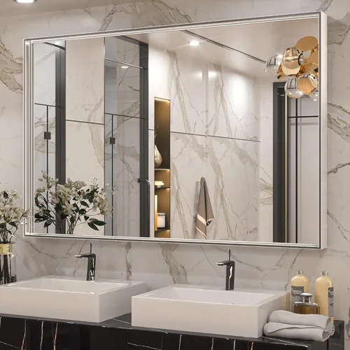 Miniatura 40 de Keonjinn - Espejo rectangular con marco negro para baño de 40 x 30 pulgadas, espejo de pared para sobre el lavabo, espejos de tocador de metal