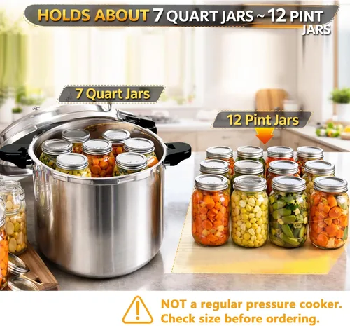 Miniatura 3 de olla de presión de 24 cuartos de galón y olla de presión para enlatado con manómetro, 14.5 PSI, práctico juego de iniciación de suministros