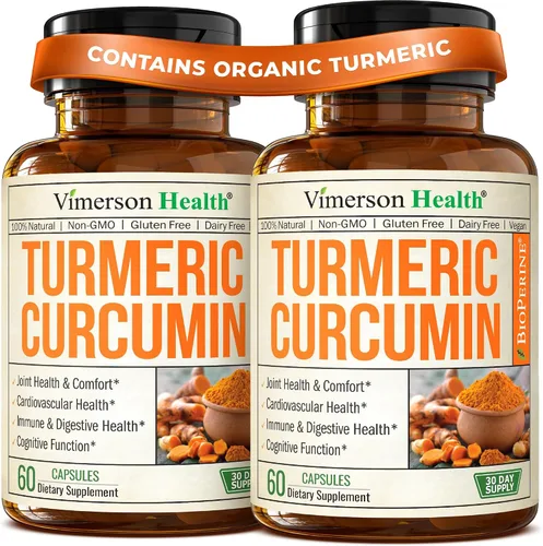 Miniatura 10 de Suplemento dietario a base de cúrcuma y curcumina con bioperine para aliviar del dolor en las articulaciones, con efecto antinflamatorio