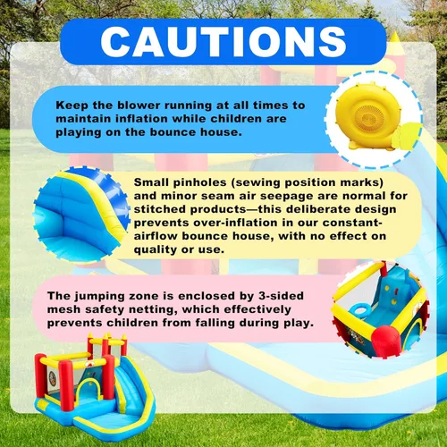 Miniatura 8 de WELLFUNTIME - Casa inflable para saltar con tobogán, castillo hinchable con ventilador, pared de escalada, diana, aro de baloncesto y 50 pelotas