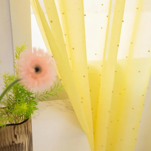 Miniatura 11 de Cortinas traslúcidas blancas de gasa con perlas blancas, paneles de tratamiento de ventanas, hermosas cortinas de gasa elegantes para sala de estar