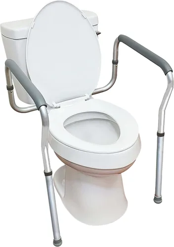 Carex Rieles de seguridad para inodoro, marco de seguridad de inodoro ajustable y desmontable con asas para ancianos, discapacitados o