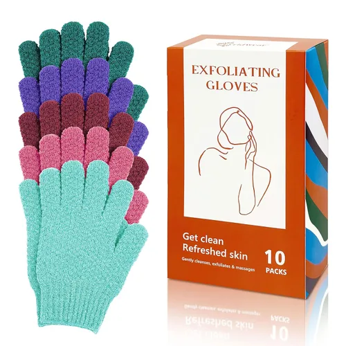 Miniatura 10 de Evridwear - Guantes exfoliantes de baño de doble textura para ducha, spa, masaje y exfoliantes corporales, elimina las células muertas de la piel
