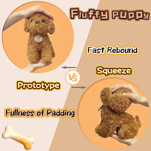 Miniatura 4 de Peluche de perro de peluche marrón, 10 pulgadas, lindos peluches de cachorro para niñas y niños, muñeca de peluche suave, juguetes de peluche
