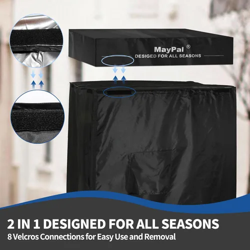 Miniatura 5 de Cubierta central de aire acondicionado para unidades exteriores, cubierta impermeable 2 en 1 con malla ventilada y diseño superior desmontable