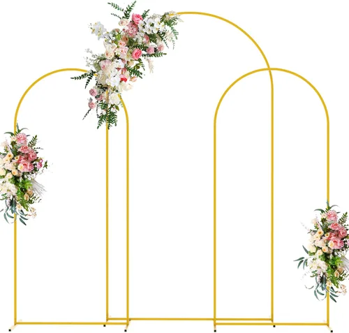 Miniatura 11 de Wokceer Soporte de Arco de Fondo para Boda 7.2 pies, Juego de Soporte de Arco de Metal Dorado de 6 pies, Set de 2 para Fiesta de Cumpleaños
