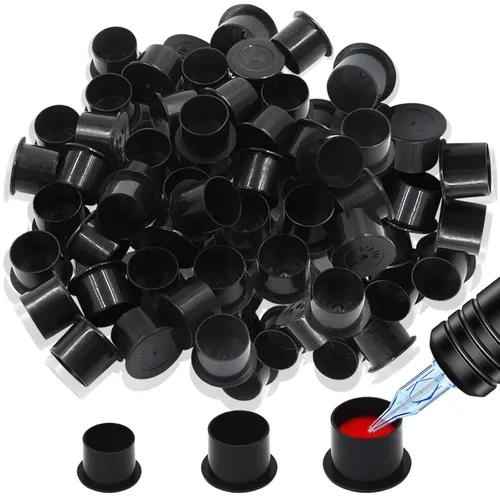 Autdor - Tapas de tinta para tatuajes, 300 unidades, tazas con base de pigmento, tazas #11, pequeñas #14, medianas #17, grandes para accesorios de