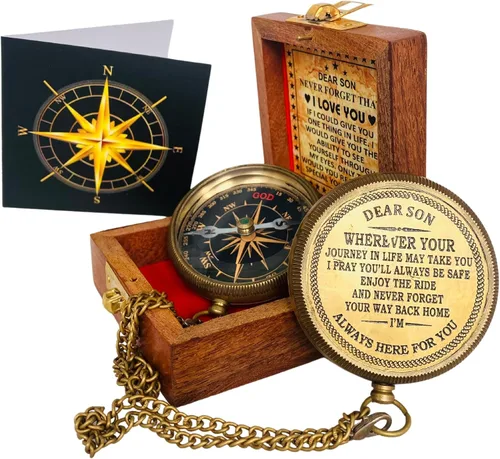 Miniatura 10 de Regalo para hijo de mamá y papá Brújula grabada de 5 cm - Regalos del padre al hijo, regalos de mamá al hijo para graduación 2025, bautizo