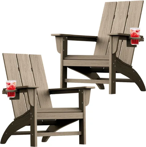Miniatura 13 de Silla Adirondack moderna, sillas de patio de plástico HDPE para todo tipo de clima, silla para hoguera, sillas de césped al aire libre para terraza