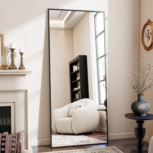 Miniatura 27 de BEAUTYPEAK - Espejo de longitud completa con soporte, de 56 pulgadas x 21 pulgadas, espejo de piso con marco fino de aleación de aluminio, espejos