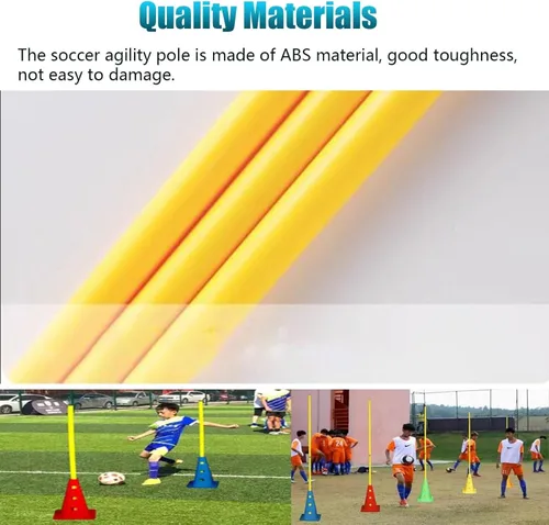Miniatura 5 de Juego de 5 bastones ajustables para entrenamiento de fútbol de agilidad, bastones de agilidad de entrenamiento de slalom, equipo de práctica
