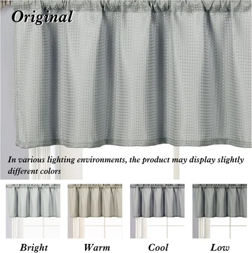 Miniatura 6 de Cortinas de baño gris de Home Queen con textura gofre para ventana de cocina pequeña, repelente al agua, bolsillo de barra, corta, 61 cm x 61 cm