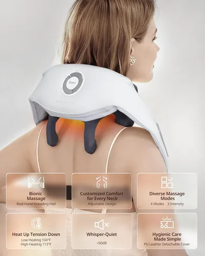 Miniatura 3 de Shiatsu Masajeadores de cuello y espalda con calor, uso de 150 minutos, 4 modos y cabezal de masaje ajustable, regalo del día del padre para papá