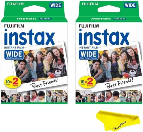Paquete doble de películas instantáneas Fujifilm Instax Wide para Instax Wide 210 200 100 300 - Paquete de valor BuzzPhoto (40 hojas)