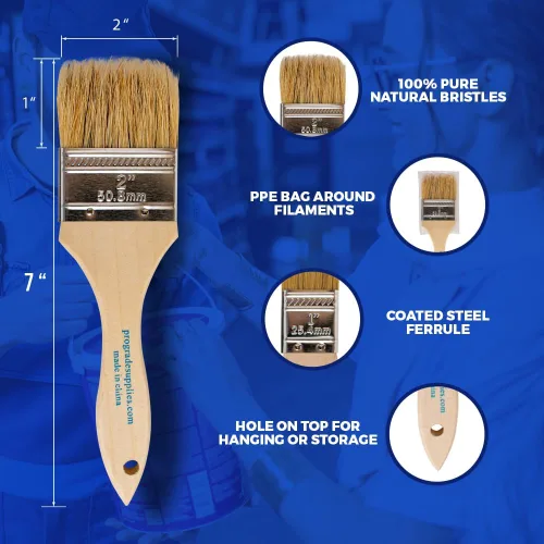 Miniatura 6 de Pro Grade - Pinceles de pintura para virutas - Paquete de 96 - 2 pulgadas - Brochas de viruta - Versátiles para pinturas, manchas, barnices