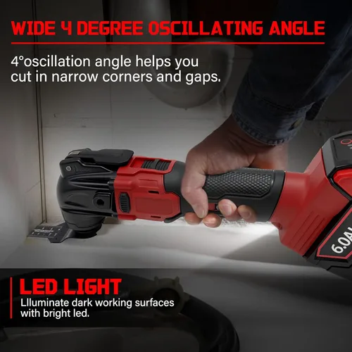 Miniatura 4 de Multiherramientas oscilantes para batería Milwaukee de 18 V, herramienta de molienda multiuso, ángulo de oscilación de 4°, 6 velocidades variables