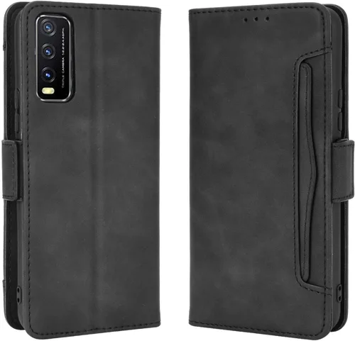 Miniatura 2 de Funda para Vivo Y20 2020, funda para Vivo Y20 2020 V2029 / Y20i V2027 Funda de piel sintética con tapa para Vivo Y20 2020, color negro