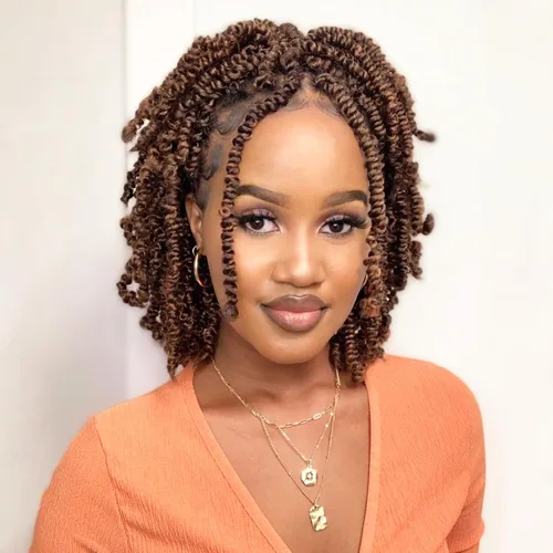 Miniatura 51 de Cabello Passion Twist de 12 pulgadas, 8 paquetes, cabello de ganchillo pretrenzado para mujeres negras, cabello rizado de ganchillo preenlazado, 1b#