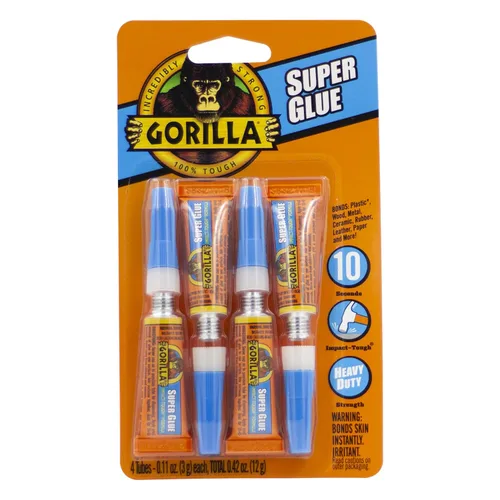 Gorilla Super pegamento, pegamento transparente, cuatro tubos de 0.11 oz (paquete de 1) – multiusos y ajuste rápido para proyectos y reparaciones