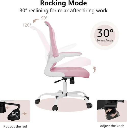 Miniatura 5 de Silla de oficina ergonómica, cómoda silla giratoria para oficina en casa, silla de escritorio de malla transpirable, silla de computadora de apoyo