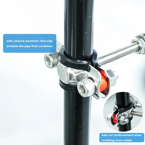 Miniatura 6 de Paquete de 2 soportes de tubo, soporte de tubo de acero inoxidable 304 para montaje en pared y techo, abrazadera de anillo colgante con tornillos