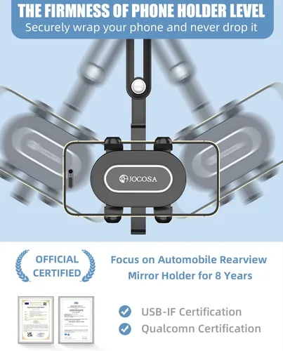 Miniatura 2 de Soporte para teléfono con espejo retrovisor, soporte para teléfono de automóvil mejorado de 4 garras, giratorio de 360° y retráctil, soporte