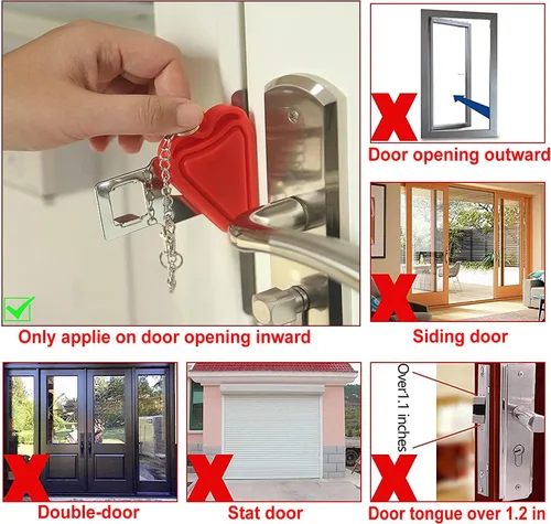 Miniatura 6 de MBBEST - Cerradura de puerta portátil y alarma de tope para puerta, dispositivos de seguridad de doble protección, herramienta de autodefensa