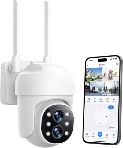 Miniatura 10 de Camcamp Sistema de cámara de seguridad inalámbrica con monitor, zoom de 10x 5MP cámara de seguridad de doble lente para exteriores con visión