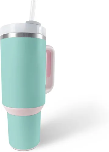Miniatura 13 de MightySkins Skin - Vaso de vinilo compatible con Stanley The Quencher H2.0 FlowState de 40 onzas, color turquesa sólido, funda protectora, duradera