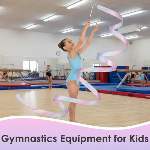 Miniatura 5 de YGEOMER Ribbon Wands, 12pcs Rainbow Gymnastics Ribbons for Kids, Twirling Dance Sticks for Artistic Dancing, Talent Shows & Birthday Party Props