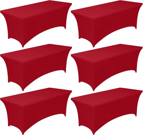 Miniatura 8 de Pureegg Mantel de Spandex de 6 pies - Paquete de 6, Cubierta de Mesa Ajustada y Elástica para Mesas Rectangulares, Tela Resistente a las Arrugas